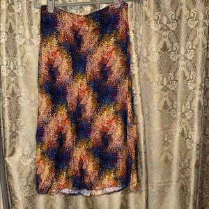Time and Tru Women's Abstract Midi Skirt - Blue, Orange, Red